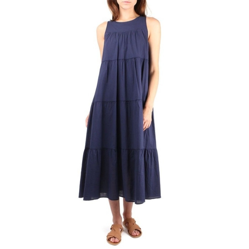 XiRENA Navy Cotton Tiered Midi Dress